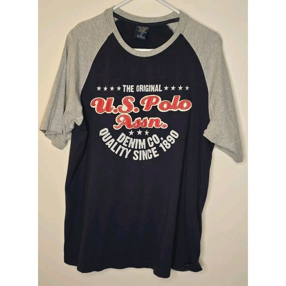 US Polo ASSN Shirt Mens Size Large‎ 100% Cotton Logo Patch Navy Blue